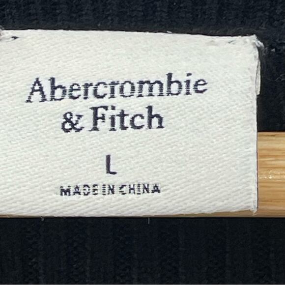 Abercrombie & Fitch Black Ribbed Textured Long Sleeve Sweater Bodysuit Size L - Picture 6 of 7